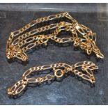 A 9ct gold curblink necklace and bracelet suite, 12.