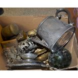 Boxes and Objects - a large brass counter top bell; another,