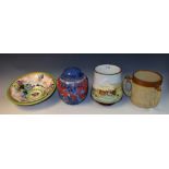 Ceramics - a stoneware tyg, greyhound handles; a Lebeuf Millet and Co hand painted vase,