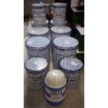 Decorative Kitchenalia - Maling cobble stone, ten graduating storage jars, Beans, Tapioca,