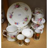 A Derby Ceramic Arts Studios Derby Rose pattern six setting coffee service, twin handled tankard,