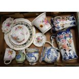 Ceramics - Royal Crown Derby Posies pattern, two cups and saucers, tea plate, dish, etc.