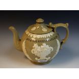 A 19th century stoneware teapot, Mrs J Cosgrove,