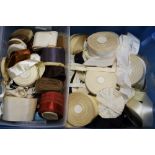 Textiles - a large quantity of rolls of ribbon and binding,