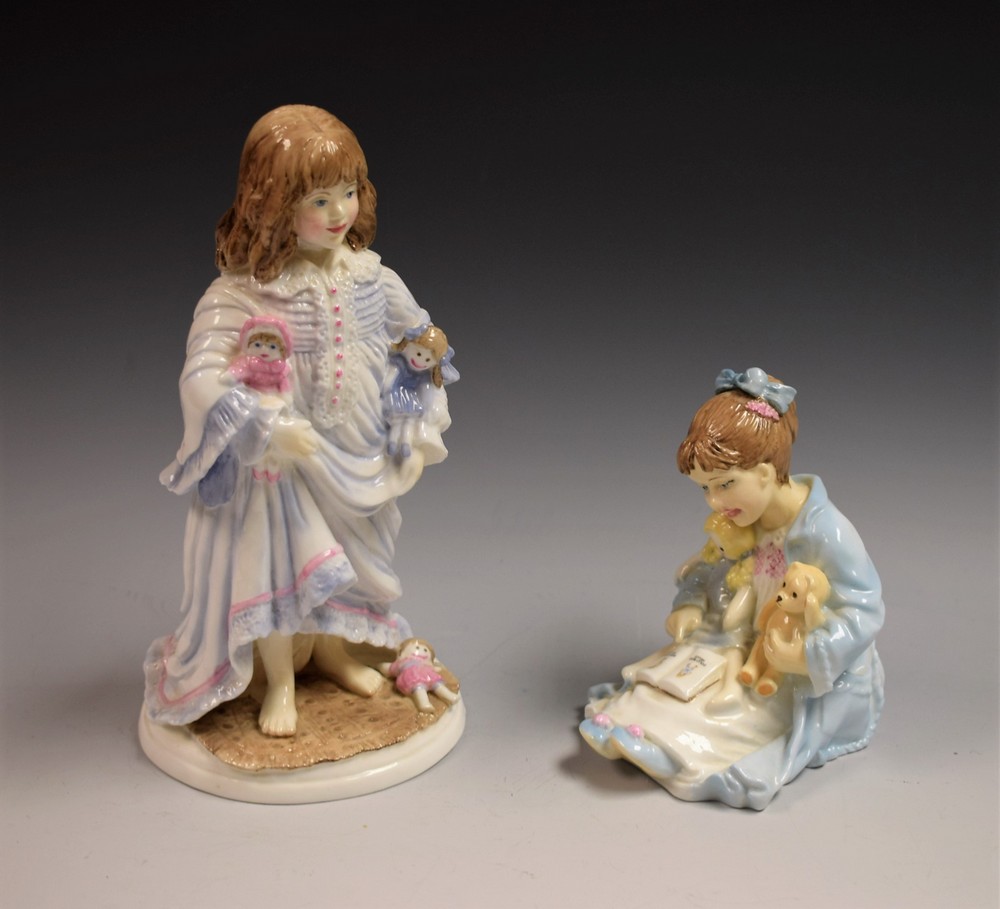 A Royal Worcester limited edition figure, Lullaby, 190/9500; another Katie's Day Storytime,