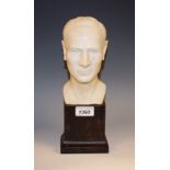 A marble library bust, of a gentleman, plinth base, 28cm high,