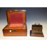 Boxes and Objects - a Victorian mahogany writing slope, with inkwell; an oak letter rack,