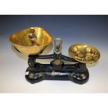 A set of cast iron scales, with brass pans, Libra Scale Co.