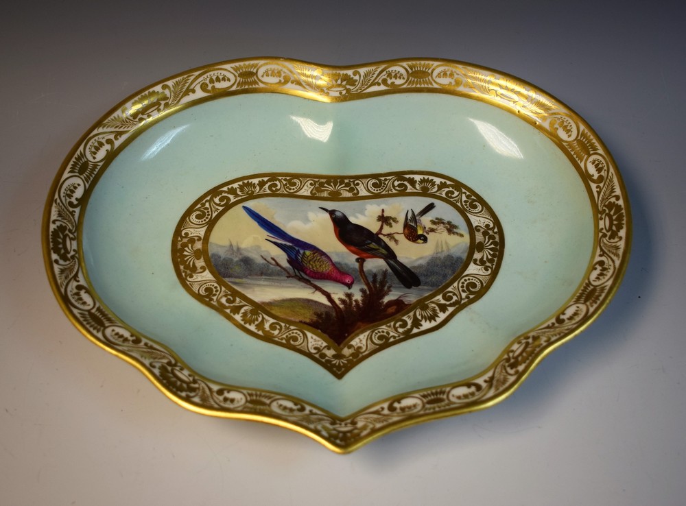 A Derby heart shaped dish, painted by Richard Dodson,