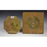 An octagonal brass sundial, marked ONLY NE COUNT N YOUR NW SUNNY W HOURS SW, 19cm diam.