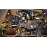 Metalware - plated ware including teapot, two-handled pedestal sauce boat, oval galleried tray,