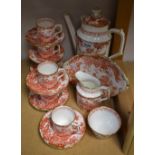 A Royal Crown Derby Red Aves pattern coffee set, comprising coffee pot and cover, cream jug,