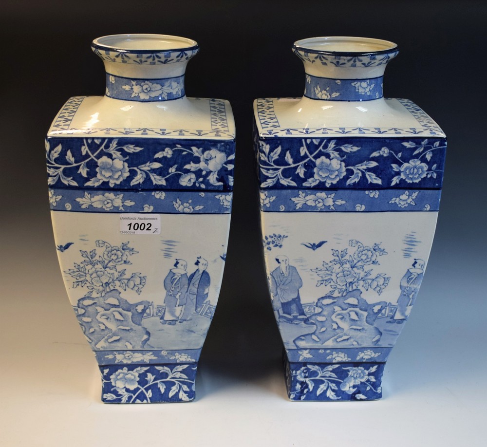 A pair of Staffordshire oriental inspired vases,