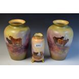 A garniture of three Crown Devon Fieldings vases,