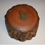 A Native American birch section box, hinged cover decorated with a brave, velvet lined, 12cm wide,