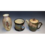 Royal Doulton Series Ware - a Rosalin vase; Cawdor Castle teapot; Dickensware;