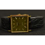 Omega - a vintage Gentleman's square gold plated Deville wristwatch,