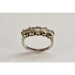 A five stone diamond line ring, inset with five graduated old cut diamonds,