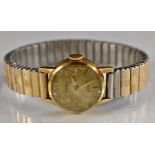 Rolex - a lady's Precision 18ct gold cased wristwatch, silvered dial, baton markers, arrow hands,