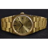 Omega - a gold plated Geneve automatic wristwatch, textured gilt dial, block batons, minute track,