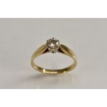 A diamond solitaire ring, round brilliant cut diamond approx 0.