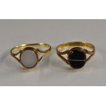 Rings - a Victorian banded agate and hair work mourning ring,