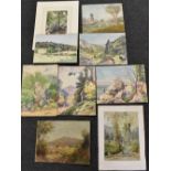 F Petiti (early 20th century continental school) A folio of eight watercolours,