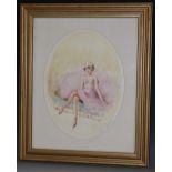 Caile Dufort, by and after, Ballet Dancer, coloured etching, oval, signed in pencil, 39cm x 29cm,