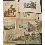 An interesting portfolio of 19th and early 20th century watercolours, pastels and pencil sketches.