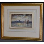 Camada River Thames, London signed, watercolour, 10.