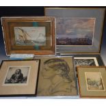 An interesting collection of watercolours and prints,