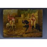 continental school, 19th century Arabian Horsemen oil on panel, 12.8cm x 17.