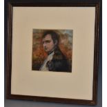 After Delaroche Portrait of Napoleon Bonaparte oil on card, 11cm x 11.