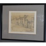 In the manner of Isherwood Street Scene bears signature, pencil drawing, 16.