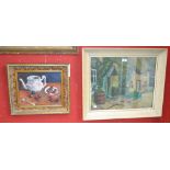 Monique Vassilla Parises Still Life signed, oil on canvas; K Benson, Cottage, signed,