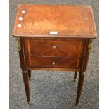 An Edwardian mahogany two drawer bedside cabinet,