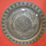 A large Indo-Persian tinned copper circular charger,