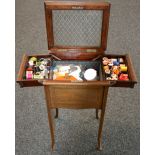 An Edwardian mahogany inlaid workbox, c.