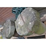 Two gritstone staddle stones.