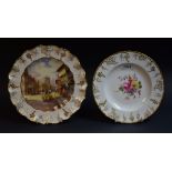 A Royal Crown Derby shaped circular cabinet plate painted by J Peter, signed,