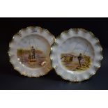 Royal Crown Derby - a pair of J Doyle designed fishing interest cabinet plates, green marks,