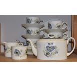 A Wedgwood Glen Mist, Susie Cooper Design tea set for six comprising teapot, cream jug, sugar bowl,