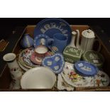 Ceramics - Wedgwood Jasper ware, blue and green slip,