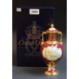 Royal Crown Derby - a Harewood House limited edition vase, boxed with certificate,