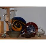 Decorative - a large Venetian glass conical pitcher jug; Studio Glass bowls,