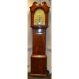 A 19th century mahogany longcase clock, the 31cm white painted dial with Roman numerals,
