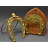 A 19th century brass novelty easel pocket watch and pen stand,