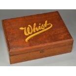 A late Victorian/Edwardian mahogany playing card box, The Sandringham Whist cabinet,