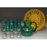 A Victorian emerald glass decanter, c.