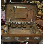 A 19th century leather rectangular travelling vanity case,